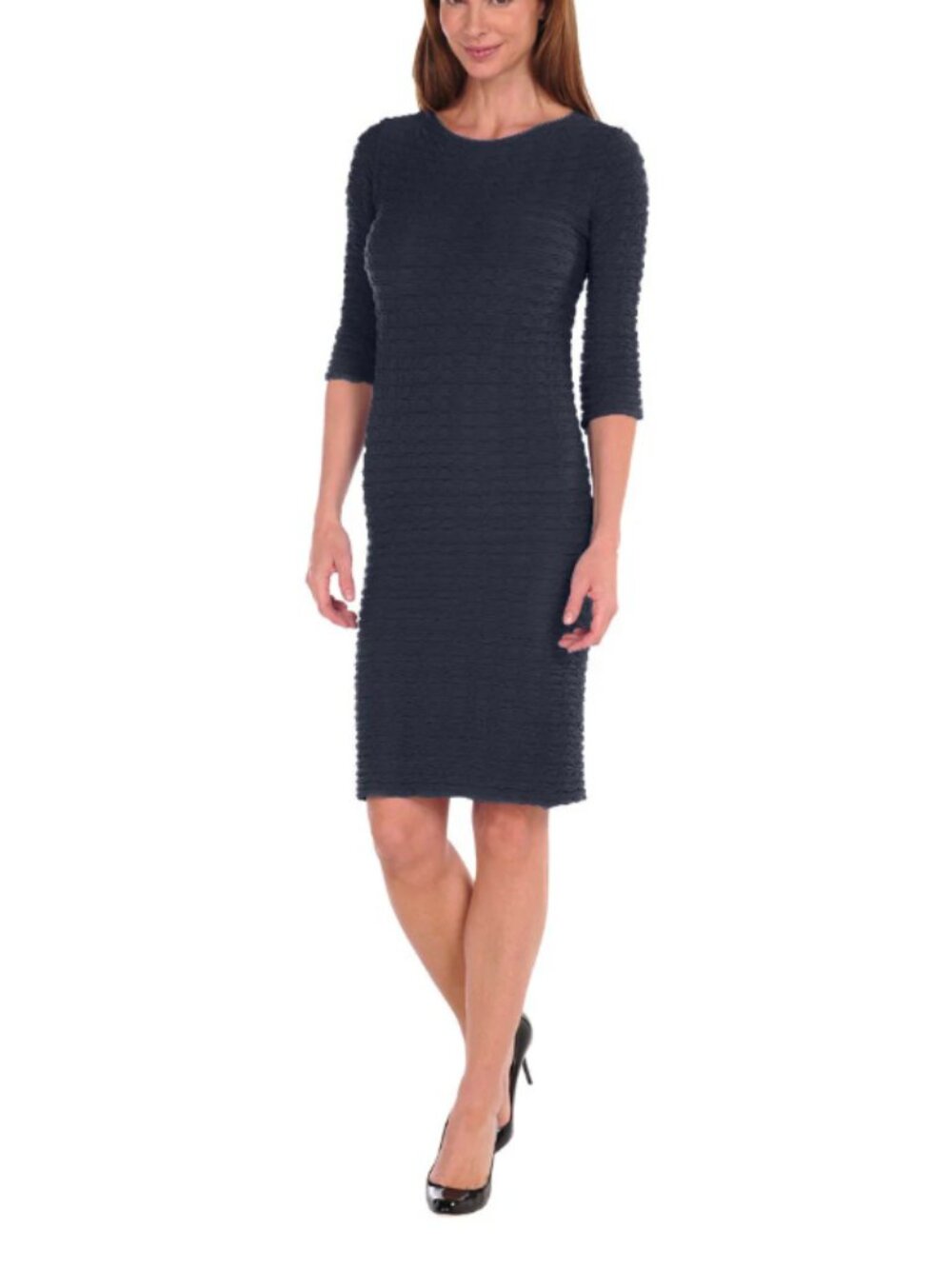 Crinkle Dress (The Miracle Dress!) by Tina Stephens, Navy, Long Sleeve, One Size